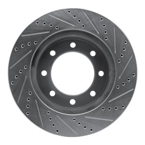 Ford F-350 Super Duty Brake Rotor (1) - Front Left - R1 Concepts - Drilled & Slotted - Silver - `05-`12